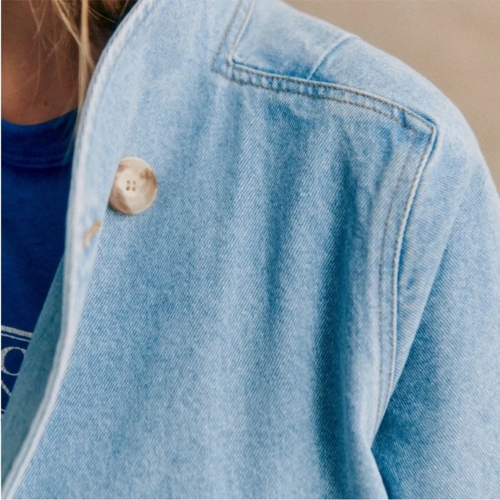 SÉZANE Kalvin Denim Coat in Bleach sz 40 / US 8  SOLD OUT IN STORE - Picture 4 of 14